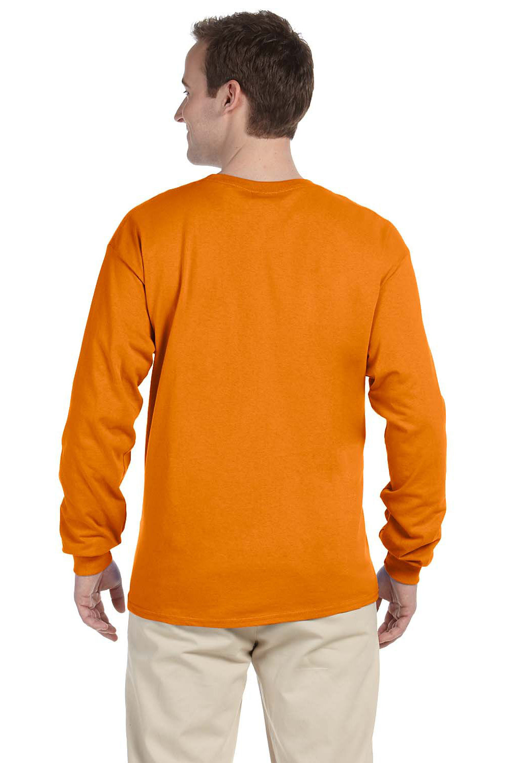 Fruit Of The Loom 4930 Mens HD Jersey Long Sleeve Crewneck T-Shirt Tennessee Orange Back