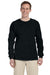 Fruit Of The Loom 4930 Mens HD Jersey Long Sleeve Crewneck T-Shirt Heather Black Front