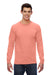 Fruit Of The Loom 4930 Mens HD Jersey Long Sleeve Crewneck T-Shirt Heather Coral Red Front