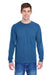 Fruit Of The Loom 4930 Mens HD Jersey Long Sleeve Crewneck T-Shirt Heather Royal Blue Front