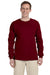 Fruit Of The Loom 4930 Mens HD Jersey Long Sleeve Crewneck T-Shirt Maroon Front