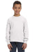Fruit Of The Loom 4930B Youth HD Jersey Long Sleeve Crewneck T-Shirt White Front