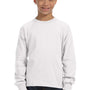 Fruit Of The Loom Youth HD Jersey Long Sleeve Crewneck T-Shirt - White - Closeout