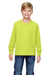 Fruit Of The Loom 4930B Youth HD Jersey Long Sleeve Crewneck T-Shirt Safety Green Front
