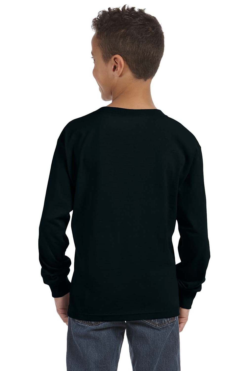 Fruit Of The Loom 4930B Youth HD Jersey Long Sleeve Crewneck T-Shirt Black Back