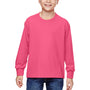 Fruit Of The Loom Youth HD Jersey Long Sleeve Crewneck T-Shirt - Neon Pink - Closeout