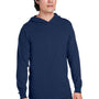Fruit Of The Loom Mens HD Jersey Long Sleeve Hooded T-Shirt Hoodie - Navy Blue