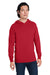 Fruit Of The Loom 4930LSH Mens HD Jersey Long Sleeve Hooded T-Shirt Hoodie True Red Front
