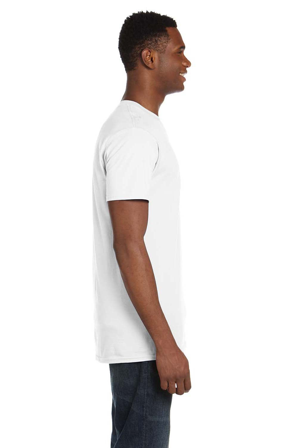 Hanes 4980 Mens Nano-T Short Sleeve Crewneck T-Shirt White Side