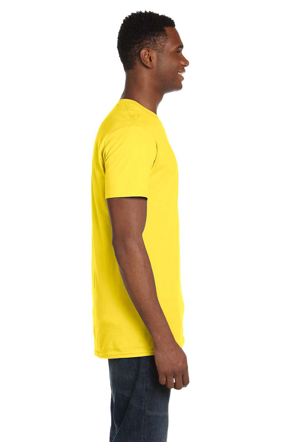 Hanes 4980 Mens Nano-T Short Sleeve Crewneck T-Shirt Yellow Side