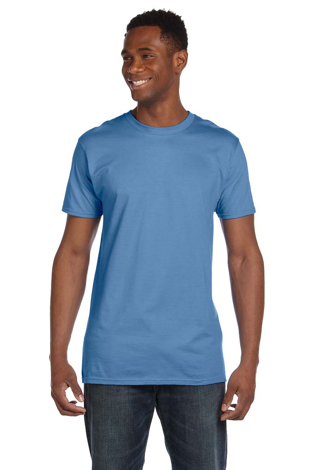 Hanes 4980 Mens Nano-T Short Sleeve Crewneck T-Shirt Carolina Blue Front