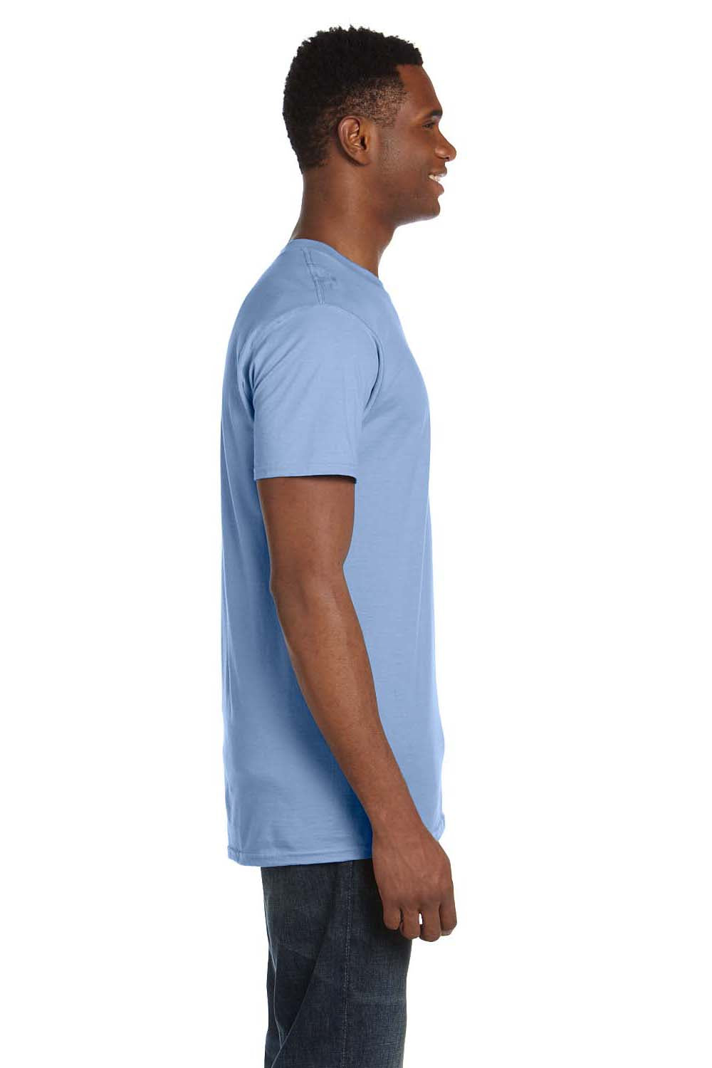 Hanes 4980 Mens Nano-T Short Sleeve Crewneck T-Shirt Light Blue Side