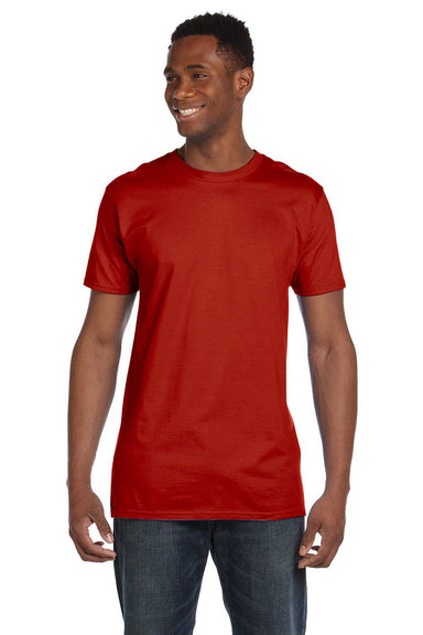 Hanes 4980 Mens Nano-T Short Sleeve Crewneck T-Shirt Red Front