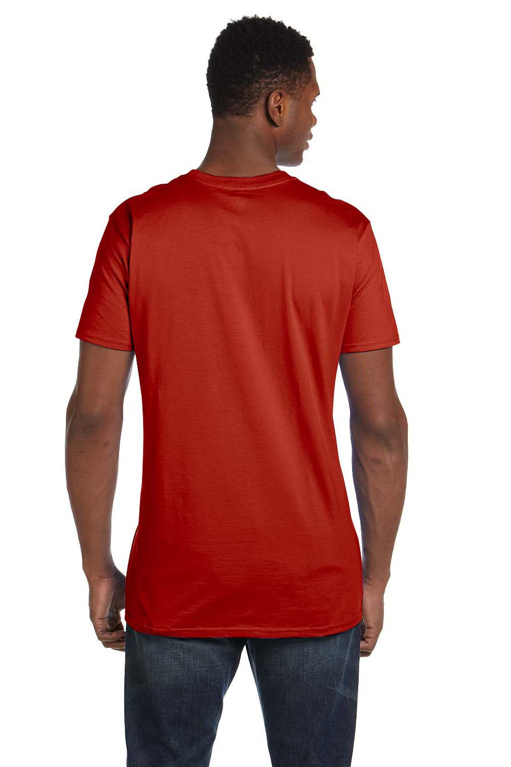 Hanes 4980 Mens Nano-T Short Sleeve Crewneck T-Shirt Red Back