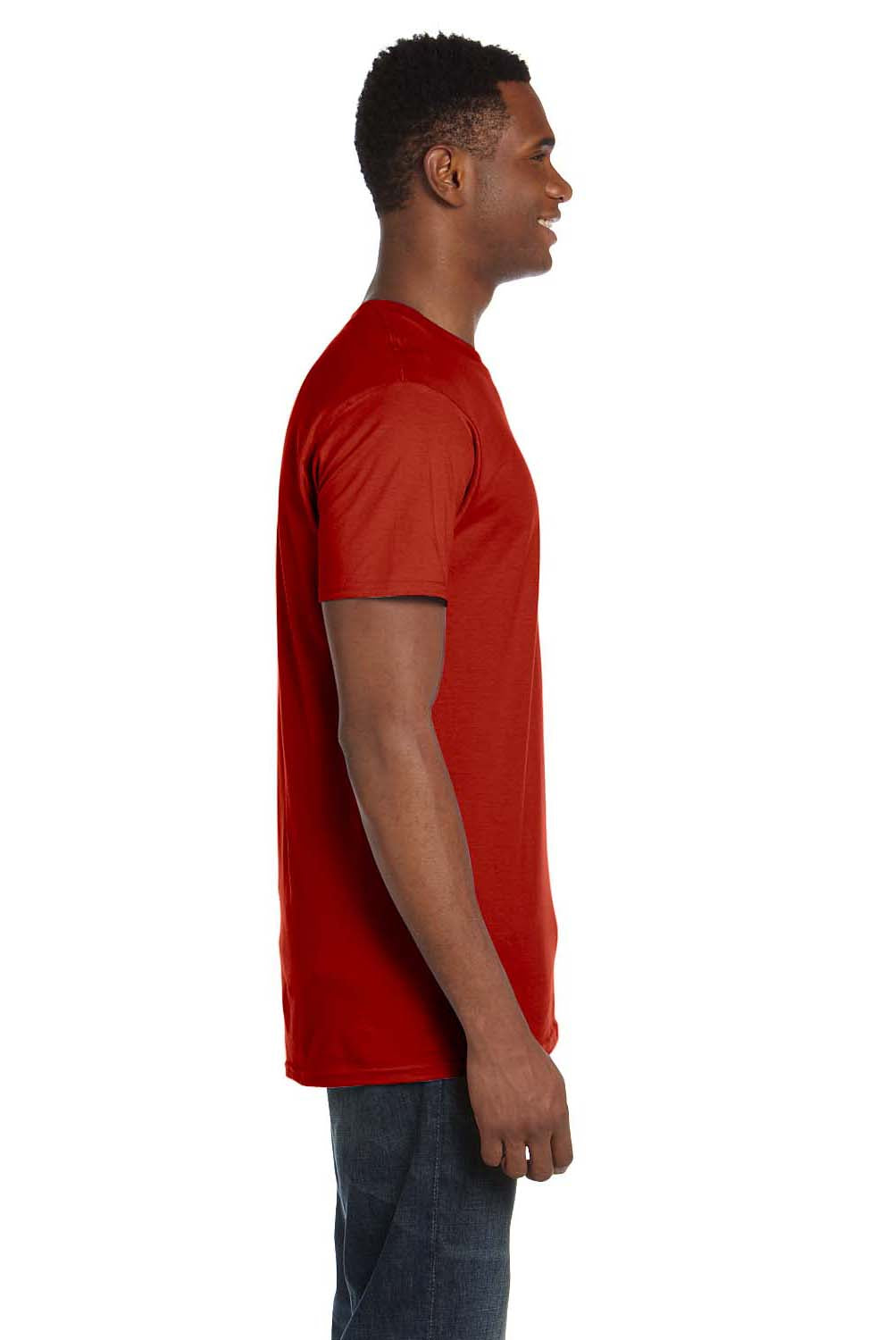Hanes 4980 Mens Nano-T Short Sleeve Crewneck T-Shirt Red Side