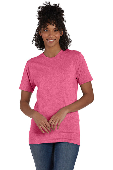 Hanes 4980 Mens Nano-T Short Sleeve Crewneck T-Shirt Heather Wow Pink Front