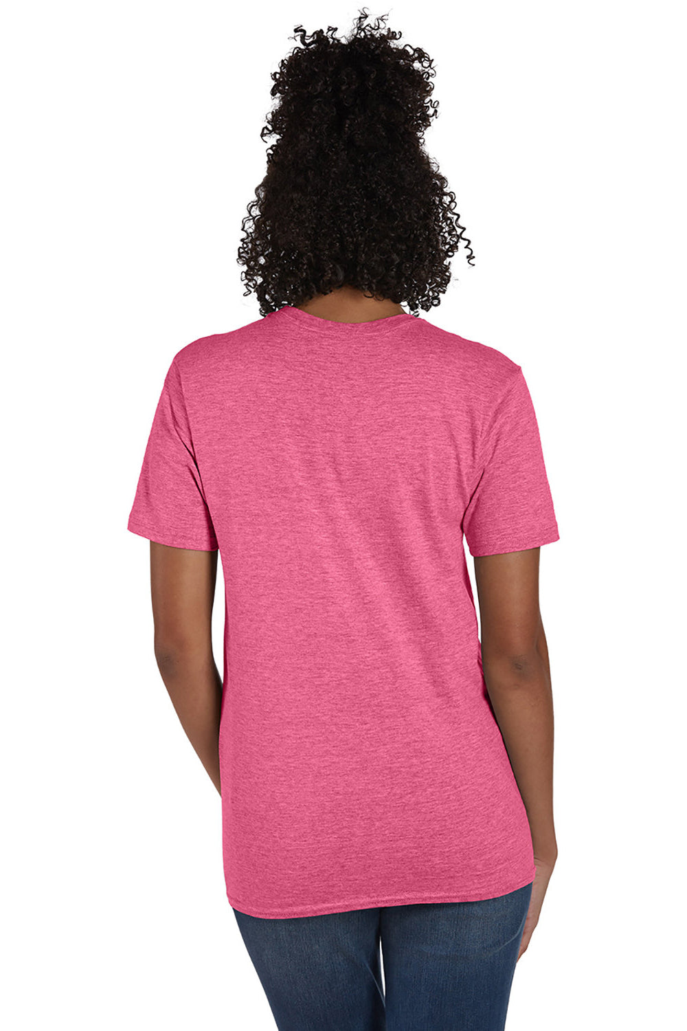 Hanes 4980 Mens Nano-T Short Sleeve Crewneck T-Shirt Heather Wow Pink Back