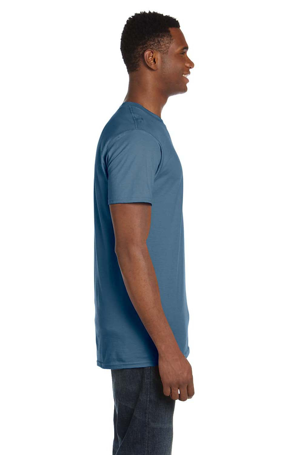 Hanes 4980 Mens Nano-T Short Sleeve Crewneck T-Shirt Denim Blue Side