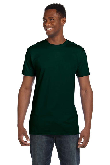 Hanes 4980 Mens Nano-T Short Sleeve Crewneck T-Shirt Forest Green Front