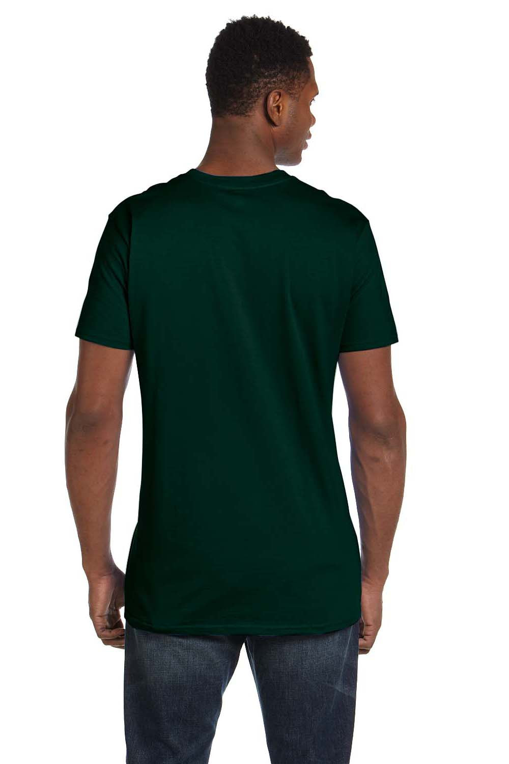 Hanes 4980 Mens Nano-T Short Sleeve Crewneck T-Shirt Forest Green Back