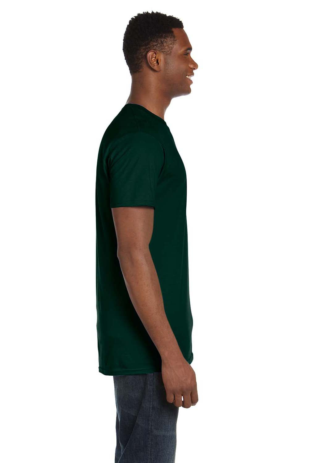 Hanes 4980 Mens Nano-T Short Sleeve Crewneck T-Shirt Forest Green Side