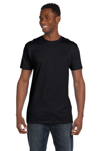 Hanes 4980 Mens Nano-T Short Sleeve Crewneck T-Shirt Black Front