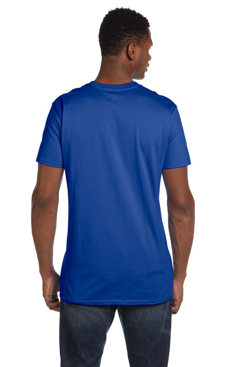 Hanes 4980 Mens Nano-T Short Sleeve Crewneck T-Shirt Royal Blue Back