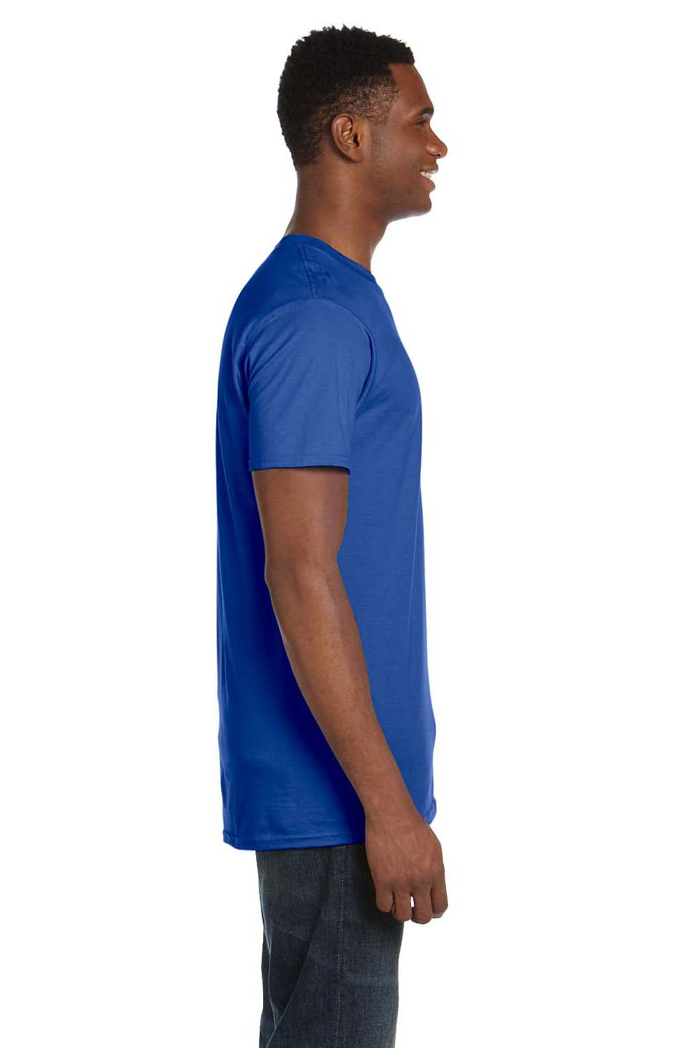 Hanes 4980 Mens Nano-T Short Sleeve Crewneck T-Shirt Royal Blue Side