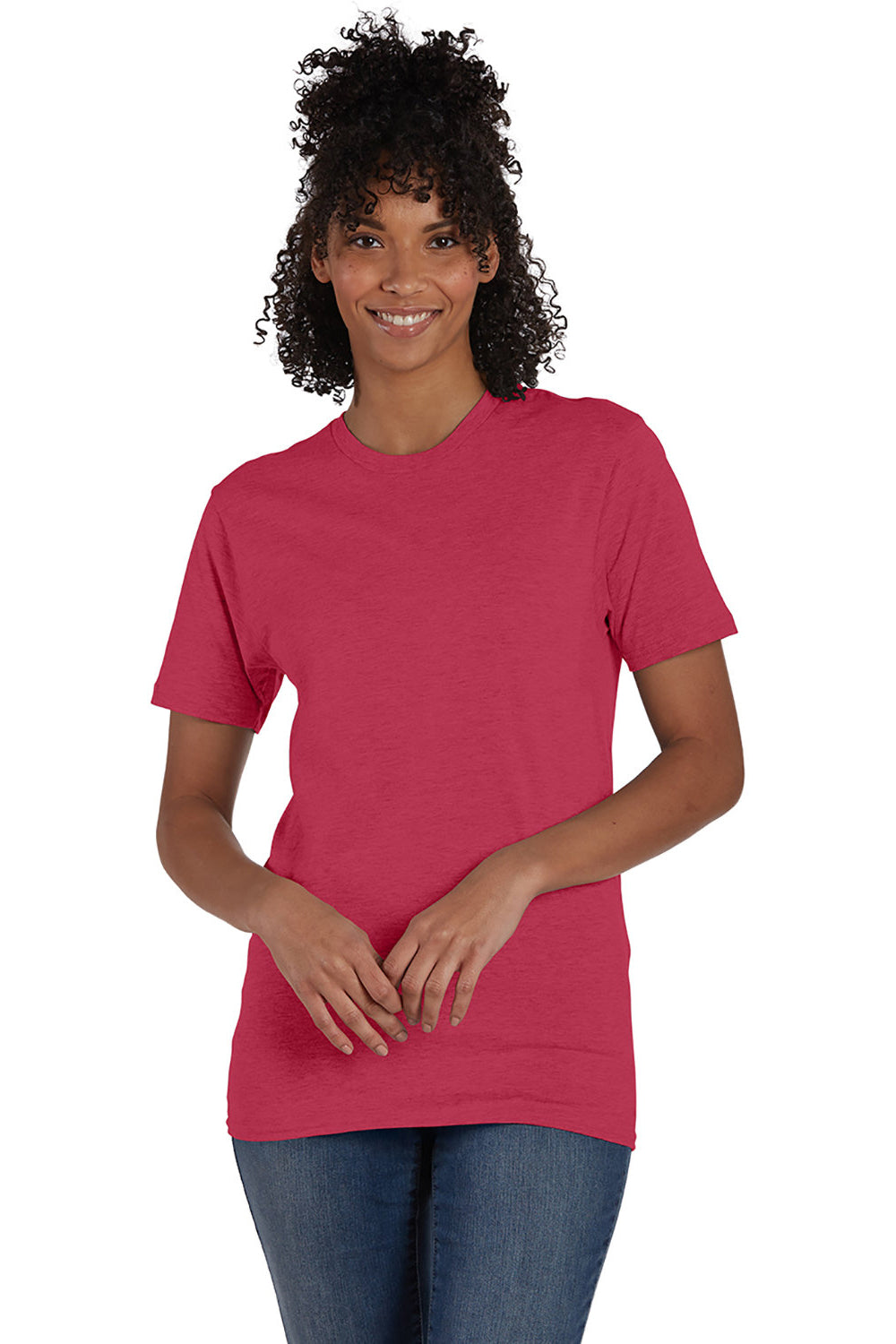 Hanes 4980 Mens Nano-T Short Sleeve Crewneck T-Shirt Heather Red Front