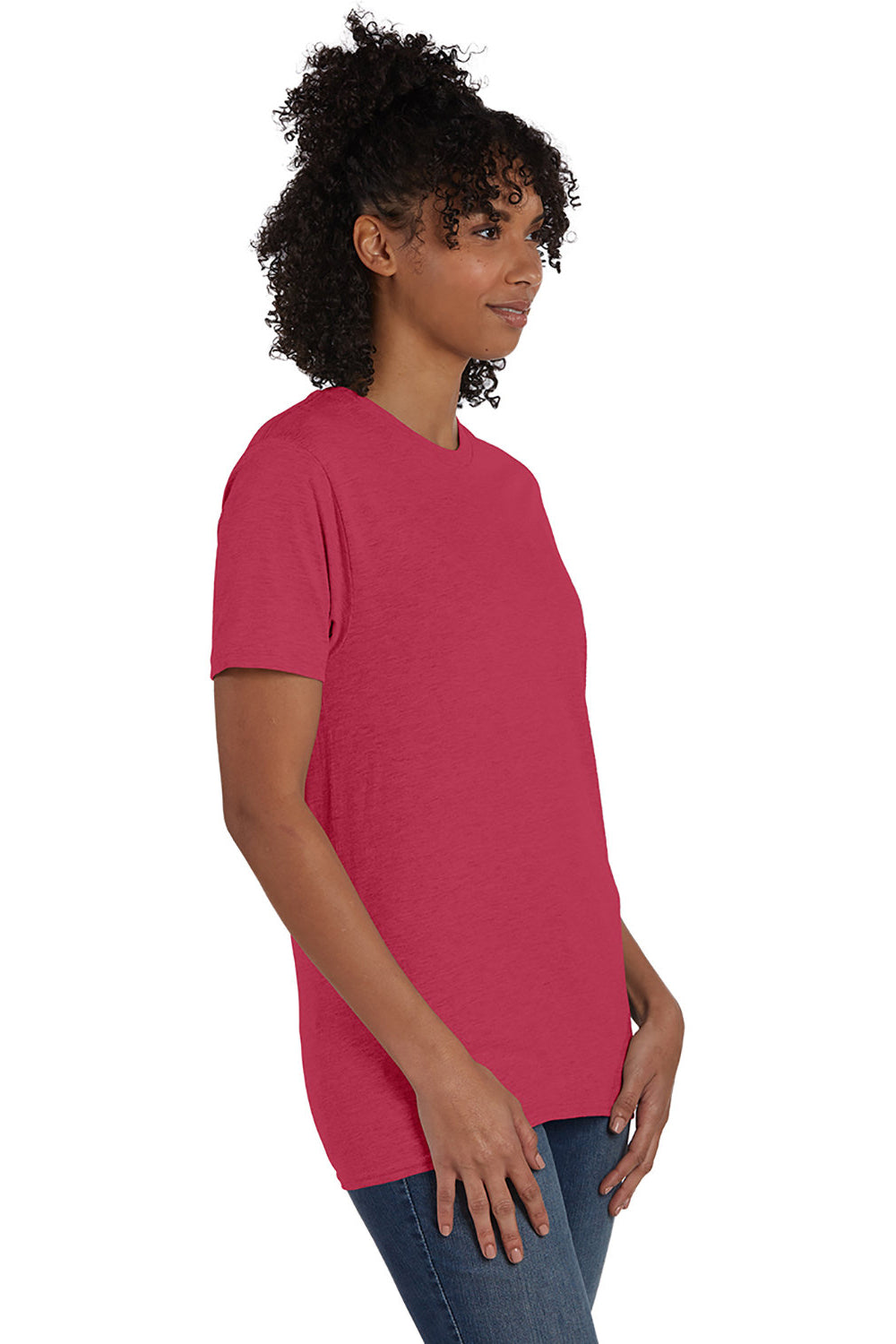 Hanes 4980 Mens Nano-T Short Sleeve Crewneck T-Shirt Heather Red 3Q