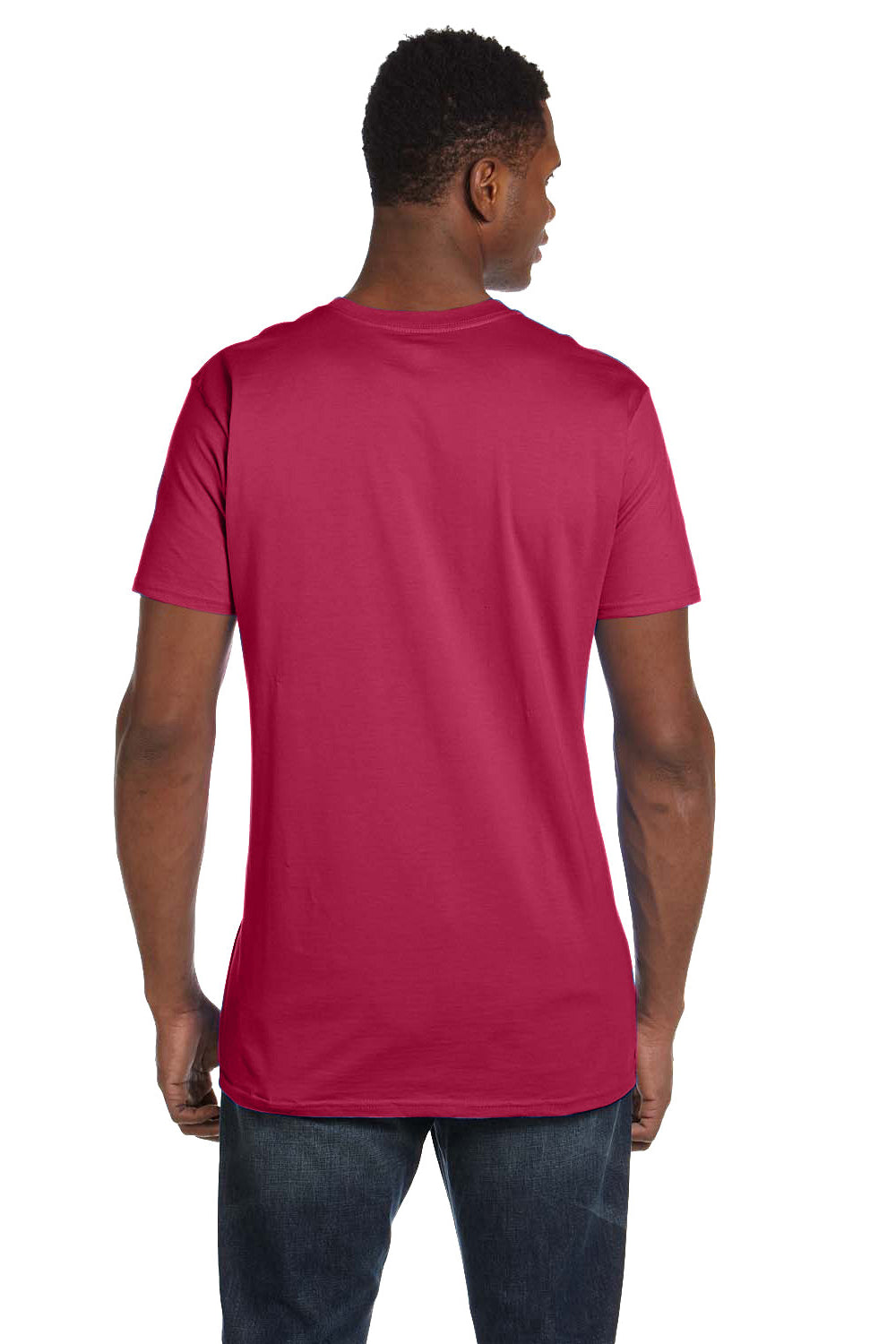 Hanes 4980 Mens Nano-T Short Sleeve Crewneck T-Shirt Heather Red Back