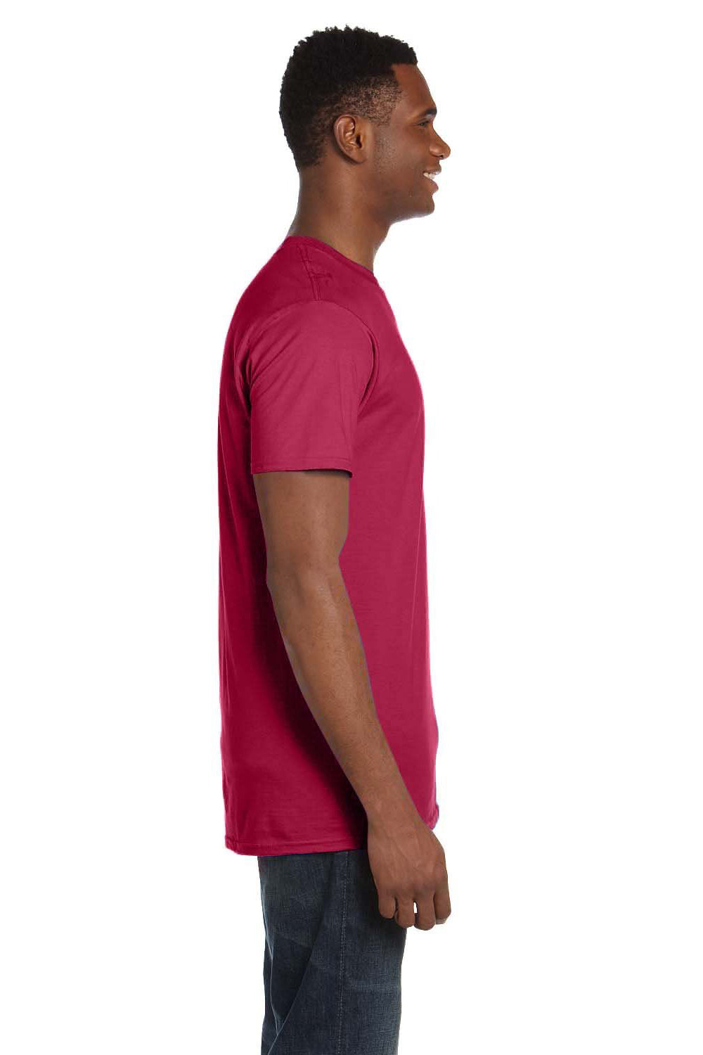 Hanes 4980 Mens Nano-T Short Sleeve Crewneck T-Shirt Heather Red SIde
