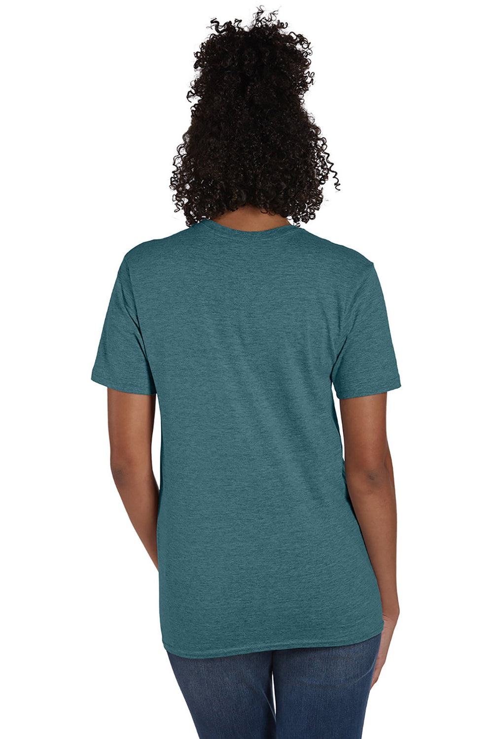 Hanes 4980 Mens Nano-T Short Sleeve Crewneck T-Shirt Heather Cactus Green Back