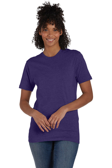 Hanes 4980 Mens Nano-T Short Sleeve Crewneck T-Shirt Heather Grape Smash Purple Front