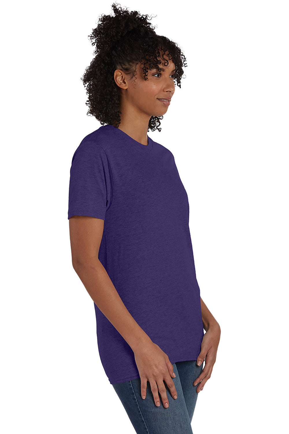 Hanes 4980 Mens Nano-T Short Sleeve Crewneck T-Shirt Heather Grape Smash Purple 3Q