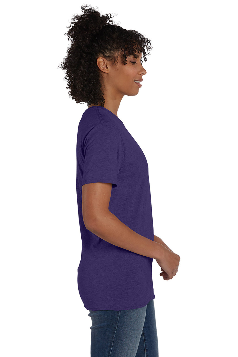 Hanes 4980 Mens Nano-T Short Sleeve Crewneck T-Shirt Heather Grape Smash Purple SIde