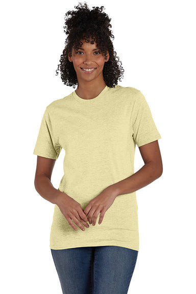 Hanes 4980 Mens Nano-T Short Sleeve Crewneck T-Shirt Heather Lemon Meringue Yellow Front