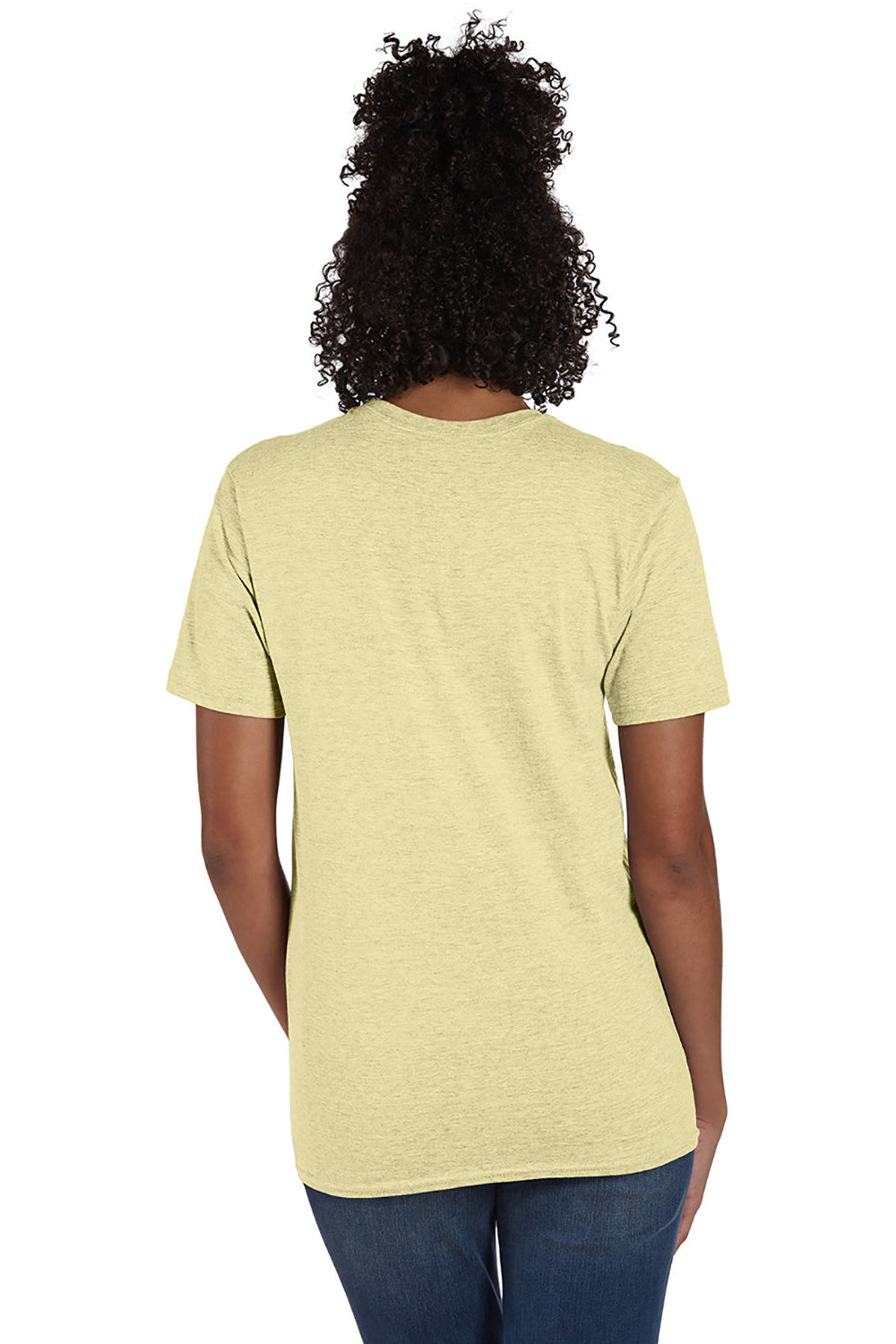 Hanes 4980 Mens Nano-T Short Sleeve Crewneck T-Shirt Heather Lemon Meringue Yellow Back