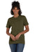 Hanes 4980 Mens Nano-T Short Sleeve Crewneck T-Shirt Heather Military Green Front