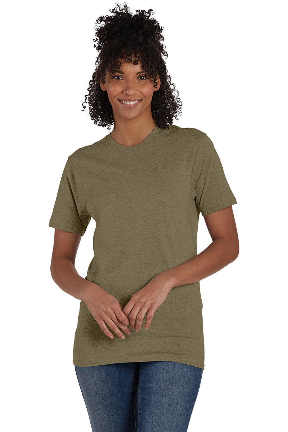 Hanes 4980 Mens Nano-T Short Sleeve Crewneck T-Shirt Heather Oregano Front