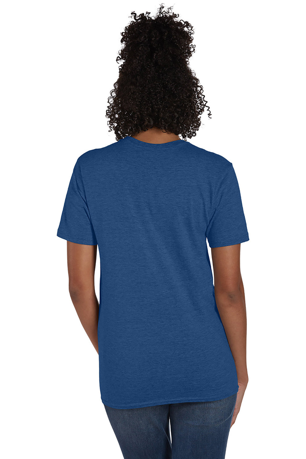 Hanes 4980 Mens Nano-T Short Sleeve Crewneck T-Shirt Heather Regal Navy Blue Back