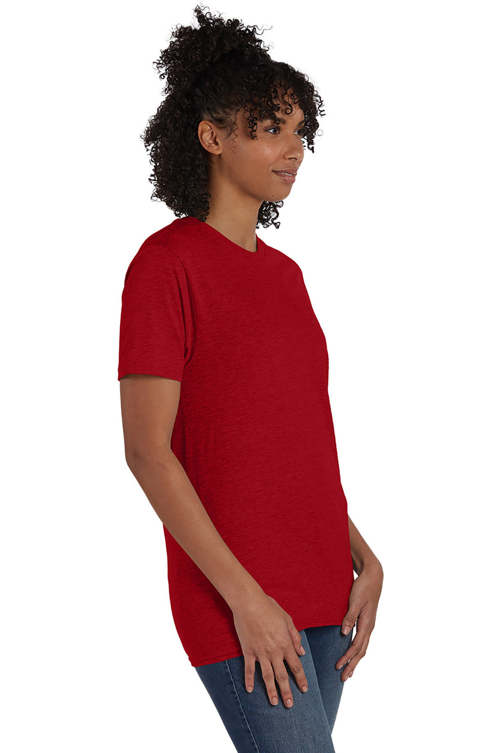 Hanes 4980 Mens Nano-T Short Sleeve Crewneck T-Shirt Heather Pepper Red 3Q
