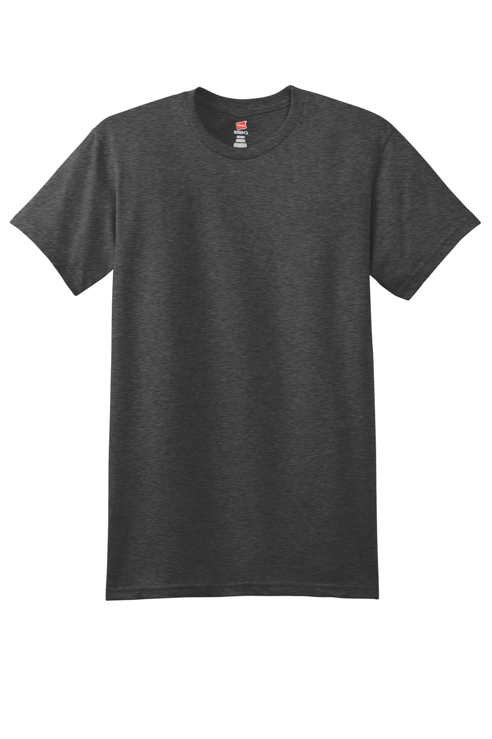 Hanes 4980 Mens Nano-T Short Sleeve Crewneck T-Shirt Heather Charcoal Grey Flat Front