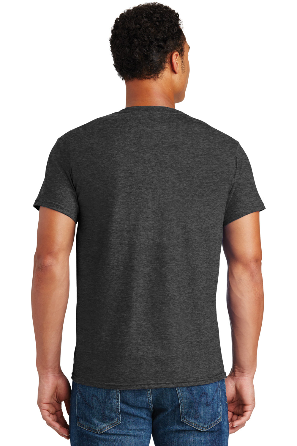 Hanes 4980 Mens Nano-T Short Sleeve Crewneck T-Shirt Heather Charcoal Grey Back