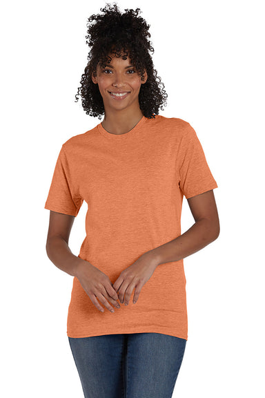 Hanes 4980 Mens Nano-T Short Sleeve Crewneck T-Shirt Heather Pumpkin Orange Front
