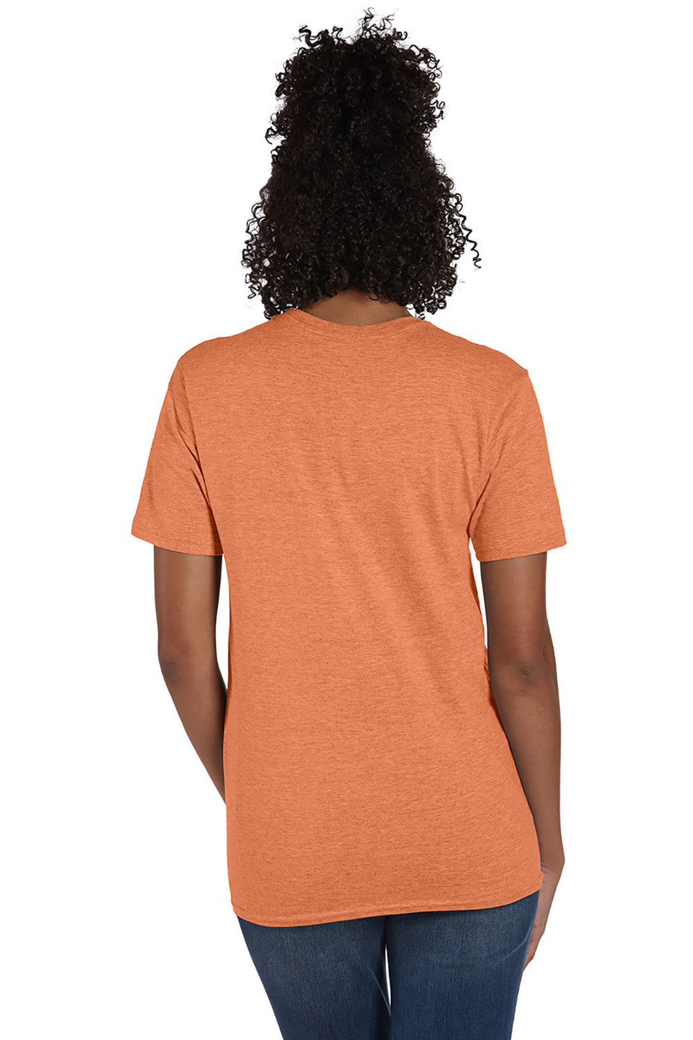 Hanes 4980 Mens Nano-T Short Sleeve Crewneck T-Shirt Heather Pumpkin Orange Back