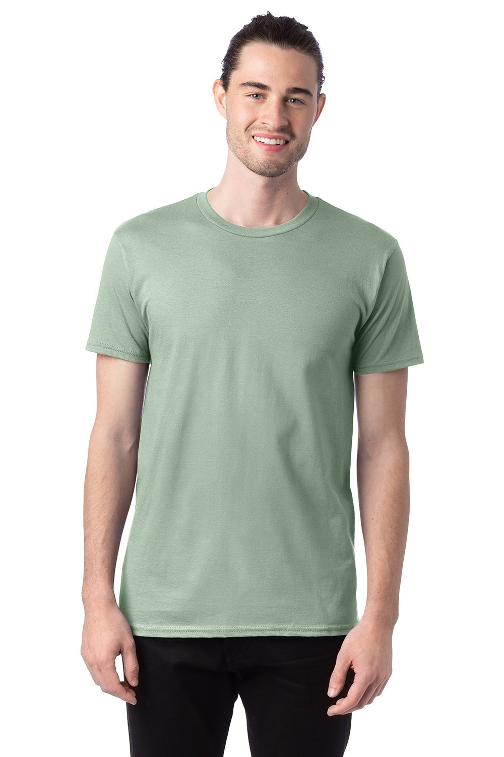 Hanes 4980 Mens Nano-T Short Sleeve Crewneck T-Shirt Equilibrium Green Front