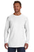 Hanes 498L Mens Nano-T Long Sleeve Crewneck T-Shirt White Front