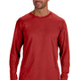 Hanes Mens Nano-T Long Sleeve Crewneck T-Shirt - Deep Red