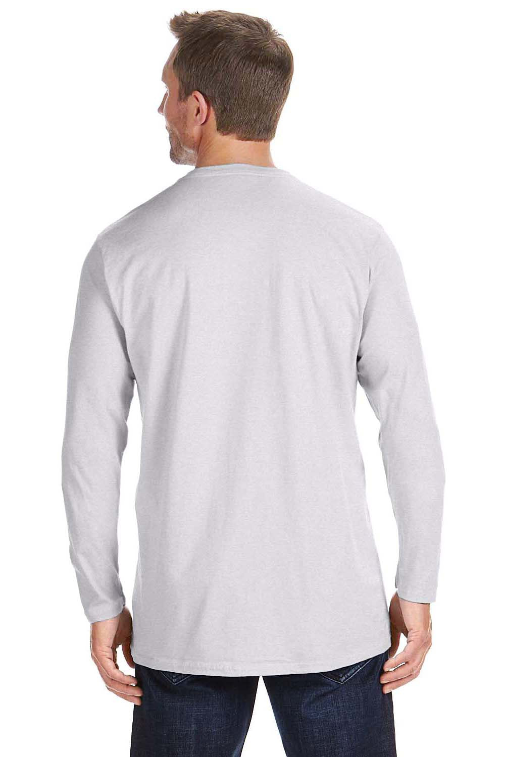 Hanes 498L Mens Nano-T Long Sleeve Crewneck T-Shirt Ash Grey Back